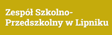 Biały napis Zespół Szkolno-Przedszkolny w Lipniku na żółtym tle