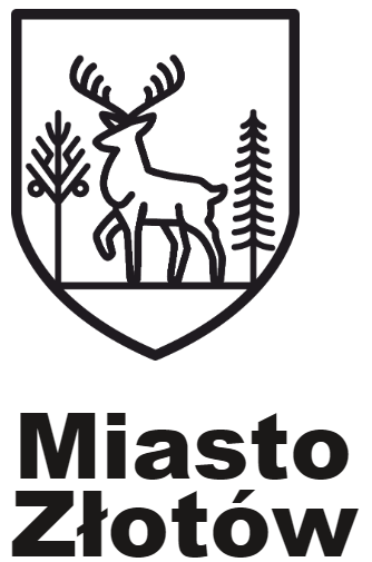 herb miejski Złotowa przedstawiający w polu błękitnym jelenia koloru kasztanowo-czerwonego o złotym porożu, kroczącego polaną. Po prawej (heraldycznie) stronie tarczy znajduje się drzewo liściaste, natomiast po lewej – iglaste.