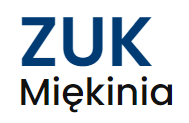 Logo to ciemnoniebieski napis ZUK Miękinia